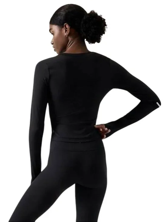 Athleta Transcend Wrap Top - MED - Black - Picture 5 of 10